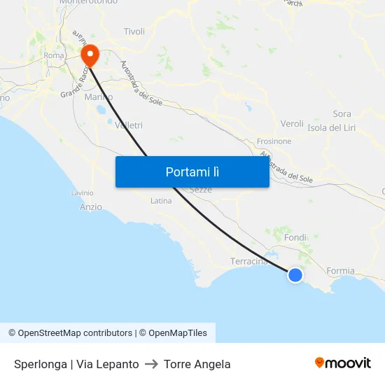 Sperlonga | Via Lepanto to Torre Angela map