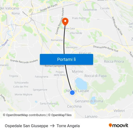 Ospedale San Giuseppe to Torre Angela map