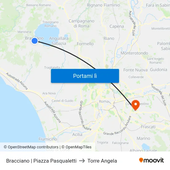 Bracciano | Piazza Pasqualetti to Torre Angela map
