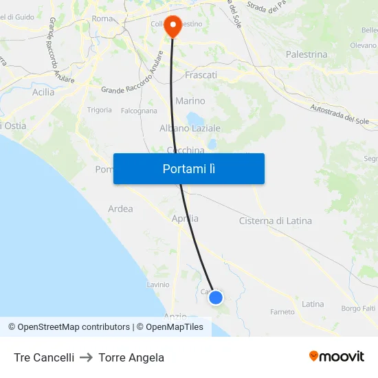 Tre Cancelli to Torre Angela map