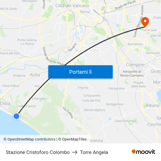 Stazione Cristoforo Colombo to Torre Angela map
