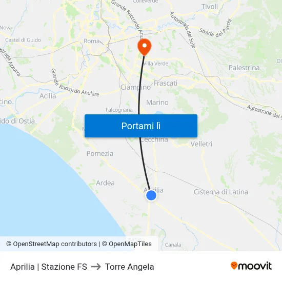 Aprilia | Stazione FS to Torre Angela map