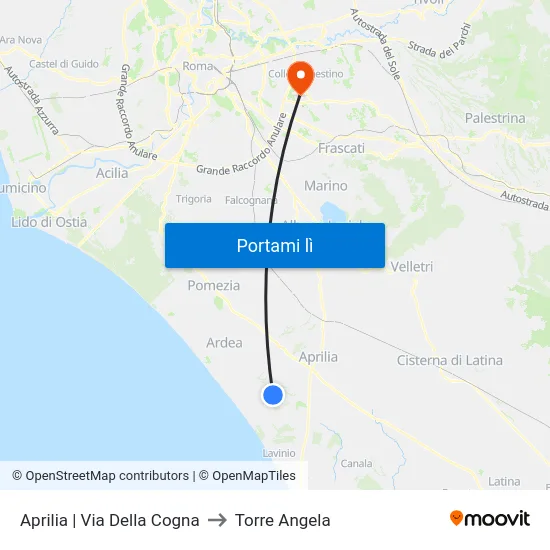Aprilia | Via Della Cogna to Torre Angela map