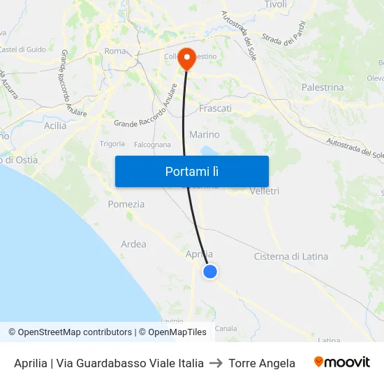 Aprilia | Via Guardabasso Viale Italia to Torre Angela map