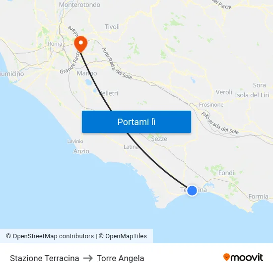 Stazione Terracina to Torre Angela map