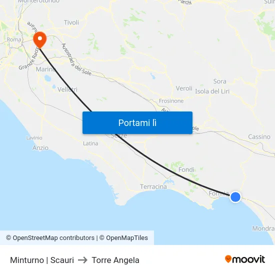 Minturno | Scauri to Torre Angela map