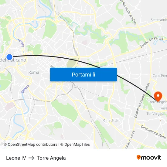 Leone IV to Torre Angela map
