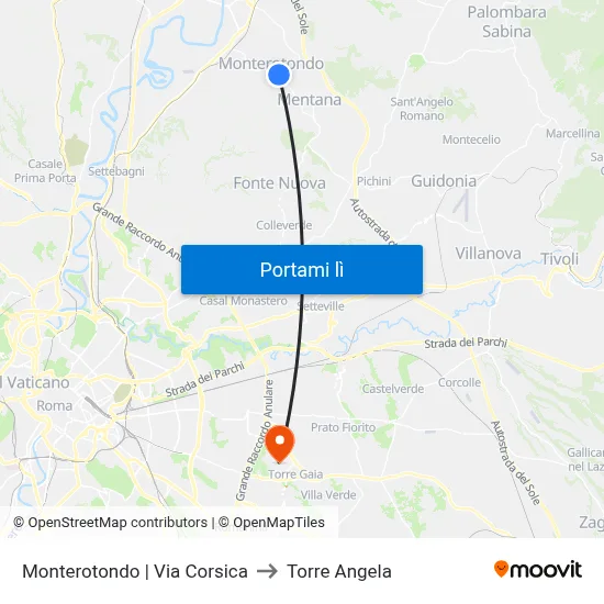 Monterotondo | Via Corsica to Torre Angela map