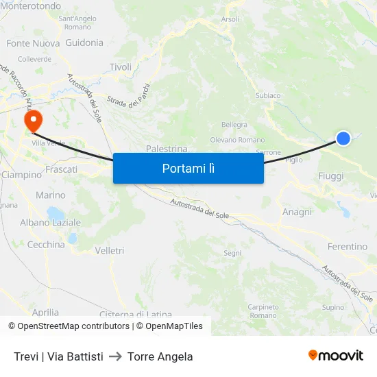 Trevi | Via Battisti to Torre Angela map