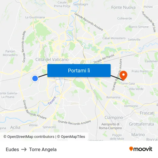 Eudes to Torre Angela map