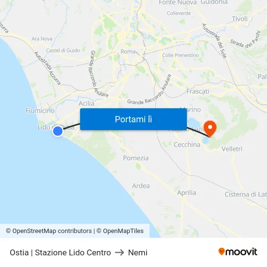Ostia | Stazione Lido Centro to Nemi map