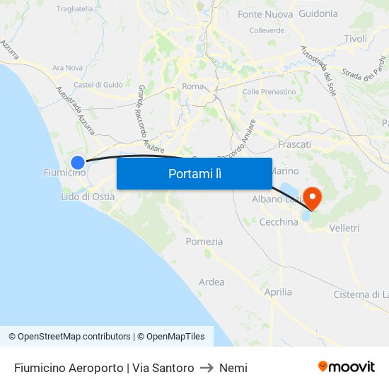 Fiumicino Aeroporto | Via Santoro to Nemi map