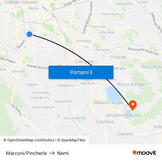 Marconi/Pincherle to Nemi map