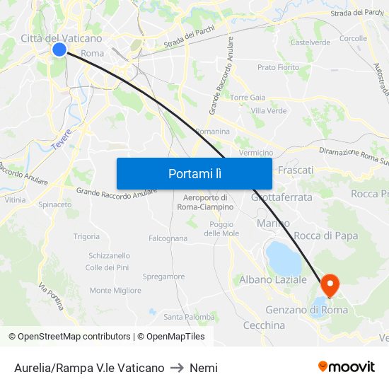 Aurelia/Rampa V.le Vaticano to Nemi map