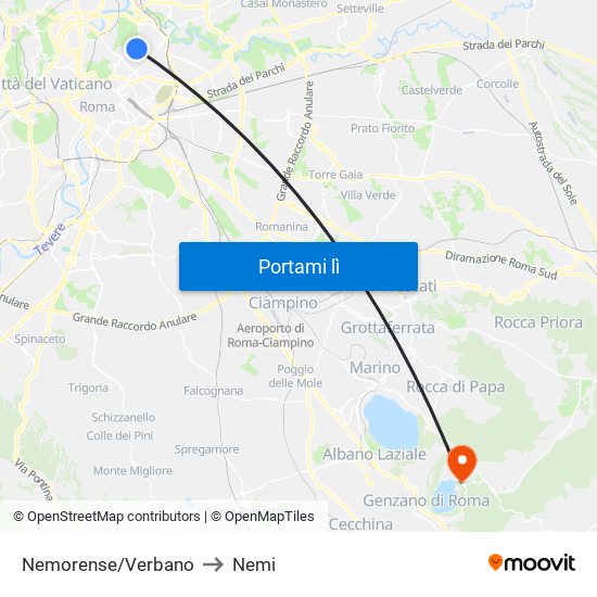 Nemorense/Verbano to Nemi map