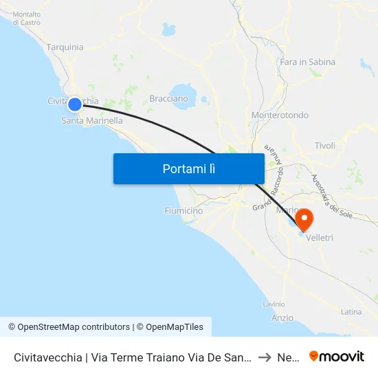 Civitavecchia | Via Terme Traiano Via De Sanctis to Nemi map