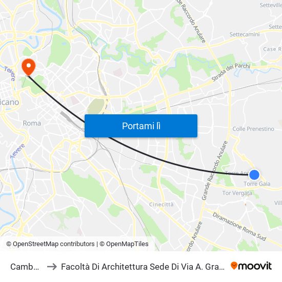 Cambellotti to Facoltà Di Architettura Sede Di Via A. Gramsci “Valle Giulia” map