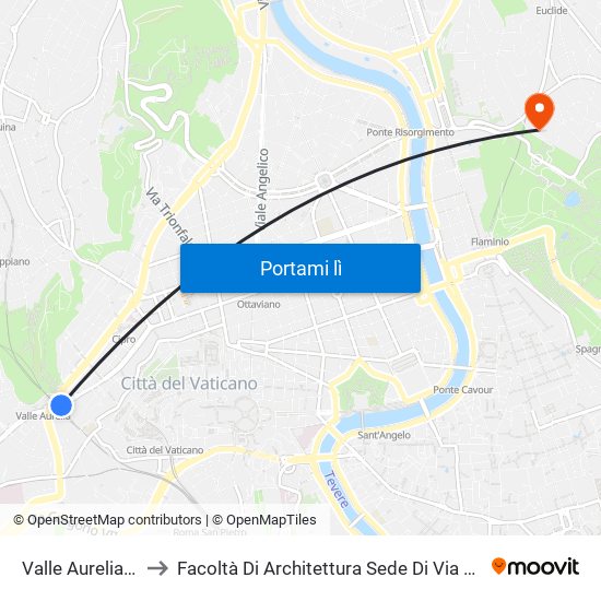 Valle Aurelia (Ma - Fl3) to Facoltà Di Architettura Sede Di Via A. Gramsci “Valle Giulia” map