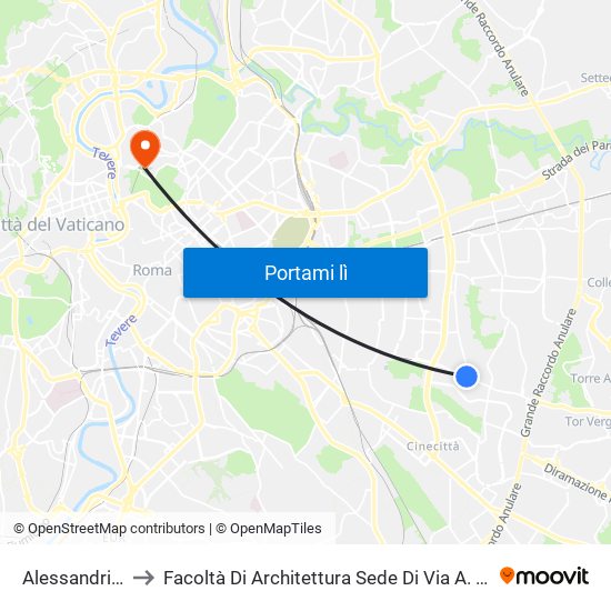 Alessandrino (Mc) to Facoltà Di Architettura Sede Di Via A. Gramsci “Valle Giulia” map