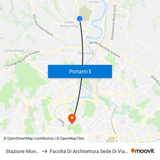 Stazione Montebello (Rv) to Facoltà Di Architettura Sede Di Via A. Gramsci “Valle Giulia” map