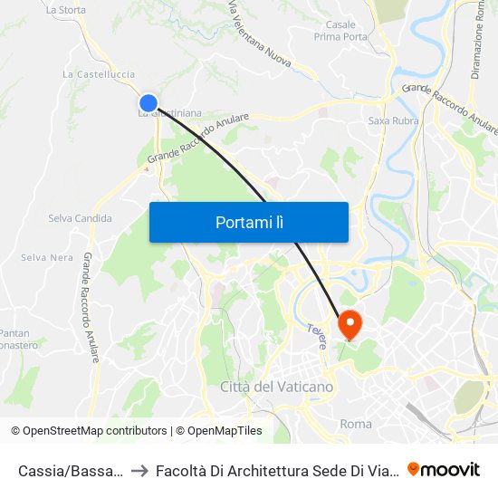 Cassia/Bassano Romano to Facoltà Di Architettura Sede Di Via A. Gramsci “Valle Giulia” map