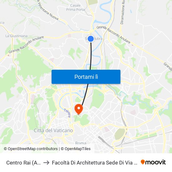 Centro Rai (A Richiesta) to Facoltà Di Architettura Sede Di Via A. Gramsci “Valle Giulia” map