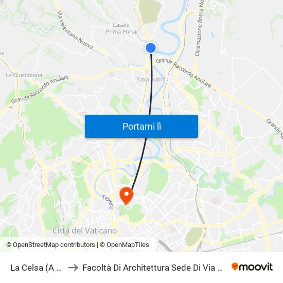 La Celsa (A Richiesta) to Facoltà Di Architettura Sede Di Via A. Gramsci “Valle Giulia” map