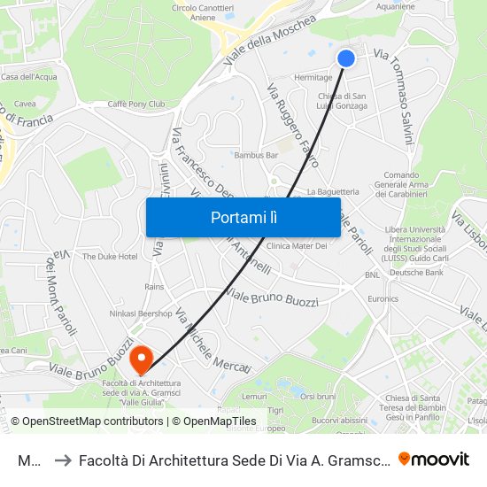 Muse to Facoltà Di Architettura Sede Di Via A. Gramsci “Valle Giulia” map