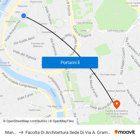 Mancini to Facoltà Di Architettura Sede Di Via A. Gramsci “Valle Giulia” map