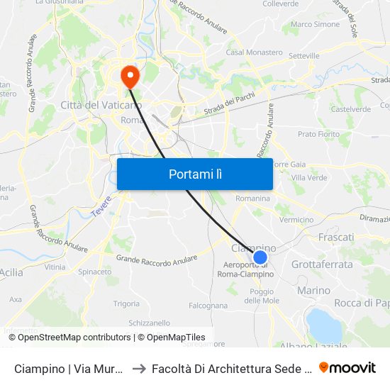 Ciampino | Via Mura Francesi Via Cagliari to Facoltà Di Architettura Sede Di Via A. Gramsci “Valle Giulia” map