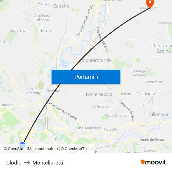 Clodio to Montelibretti map