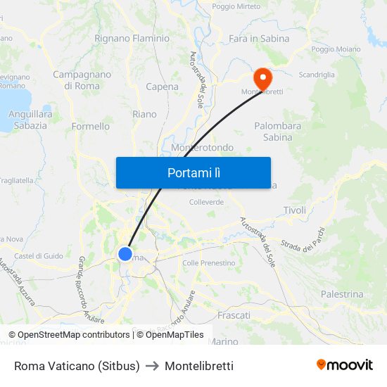 Roma Vaticano (Sitbus) to Montelibretti map