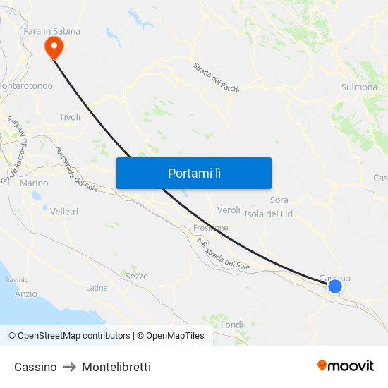 Cassino to Montelibretti map