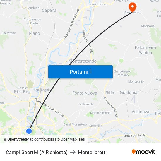 Campi Sportivi (A Richiesta) to Montelibretti map