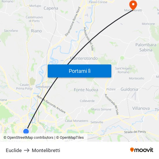 Euclide to Montelibretti map