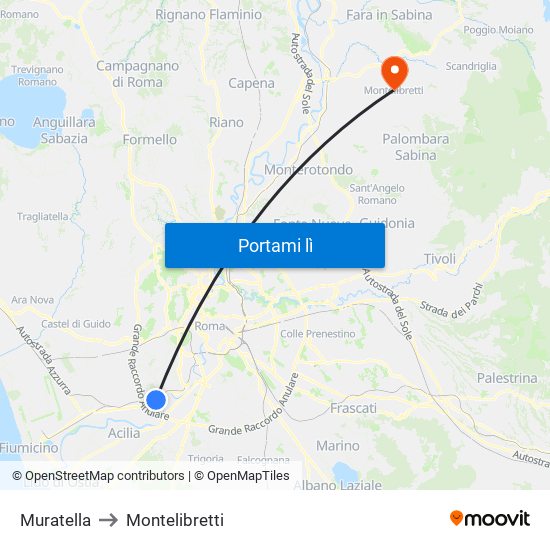 Muratella to Montelibretti map