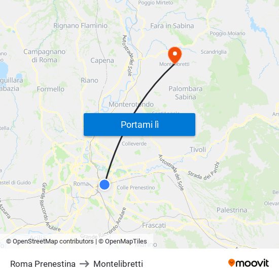 Roma Prenestina to Montelibretti map
