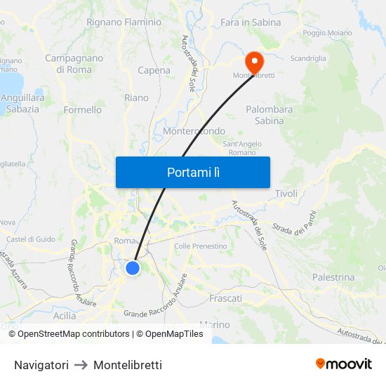 Navigatori to Montelibretti map