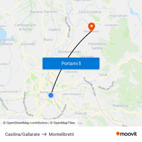 Casilina/Gallarate to Montelibretti map