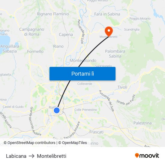 Labicana to Montelibretti map
