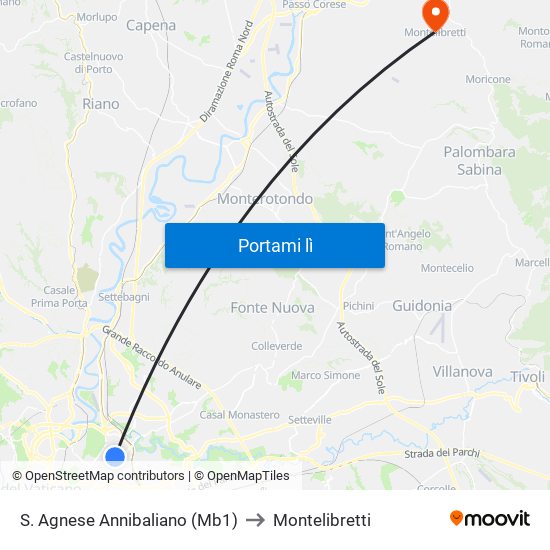 S. Agnese Annibaliano (Mb1) to Montelibretti map