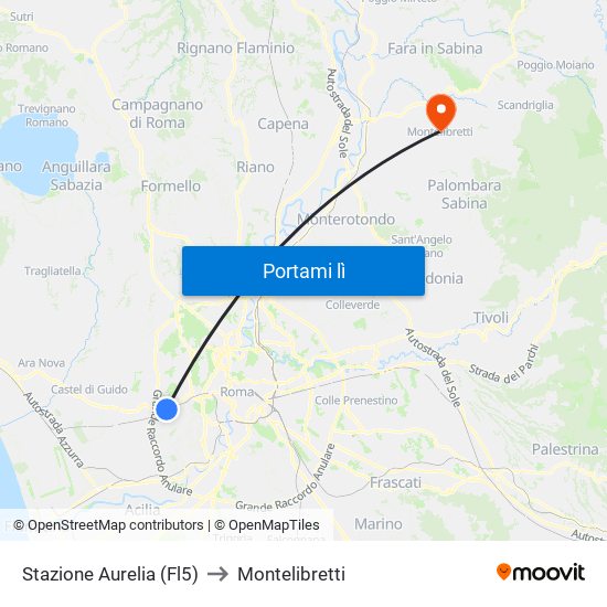 Stazione Aurelia (Fl5) to Montelibretti map