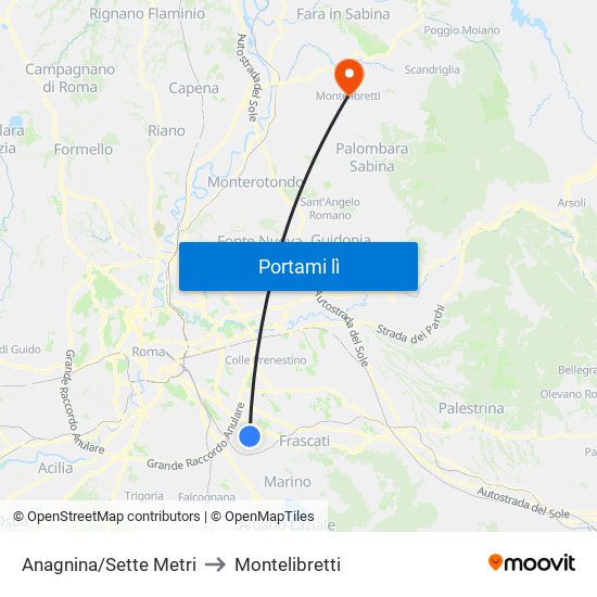 Anagnina/Sette Metri to Montelibretti map