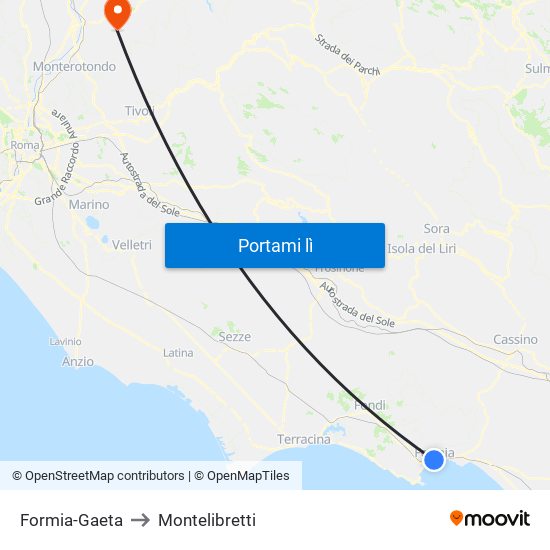 Formia-Gaeta to Montelibretti map