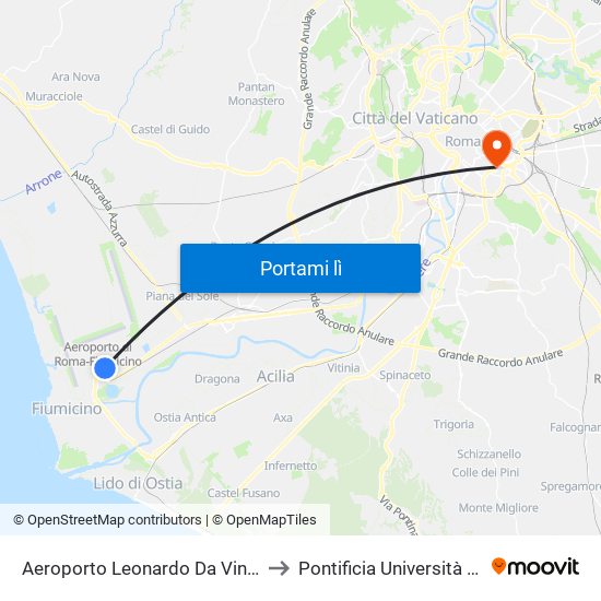 Aeroporto Leonardo Da Vinci , Scalo Merci to Pontificia Università Lateranense map