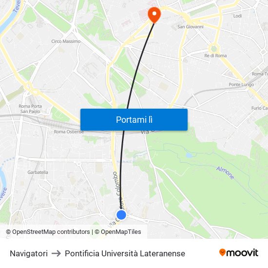 Navigatori to Pontificia Università Lateranense map
