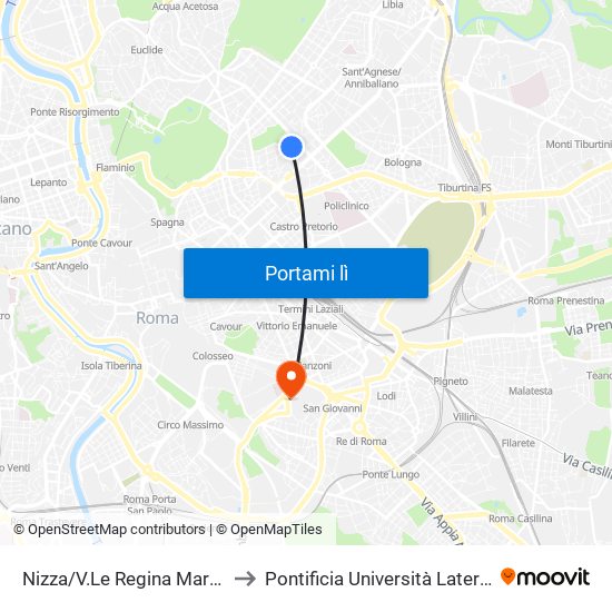 Nizza/V.Le Regina Margherita to Pontificia Università Lateranense map