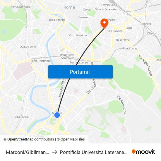 Marconi/Gibilmanna to Pontificia Università Lateranense map