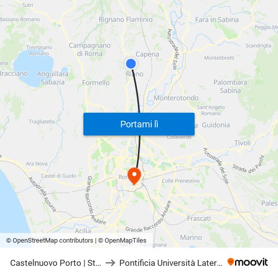 Castelnuovo Porto | Stazione to Pontificia Università Lateranense map
