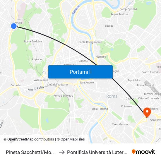 Pineta Sacchetti/Montiglio to Pontificia Università Lateranense map